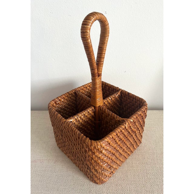 Wood Bamboo Utensil Caddy Organizer For Sale - Image 7 of 11