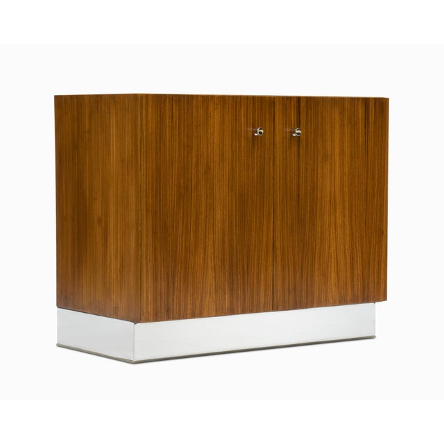 Pair of Vintage Mid Century Zebrawood and Chrome Cabinets by Milo Baughman For Sale In Los Angeles - Image 6 of 15