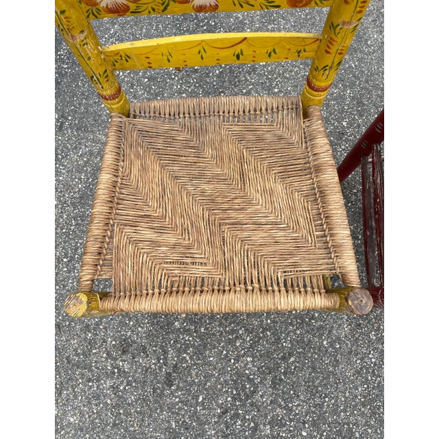 1940s Vintage Folk Art Hand Painted Dining Chairs - a Pair For Sale In New York - Image 6 of 12