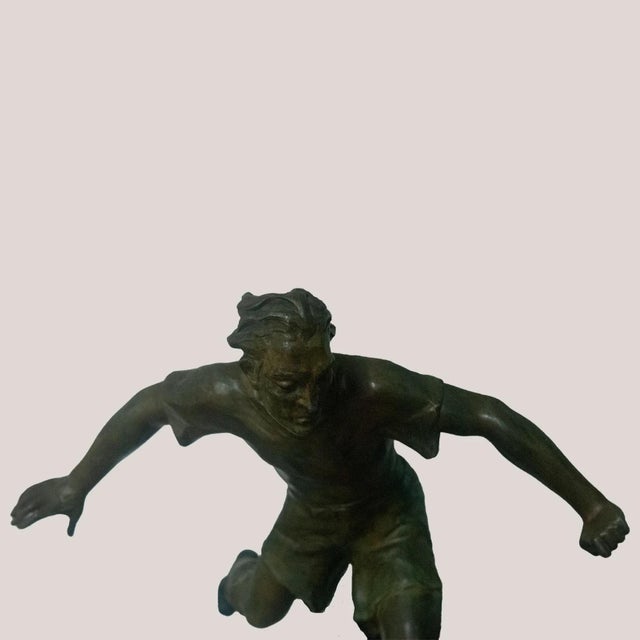 The Shoot Spelter Footballer Sculpture by Lemoyne, 1920s-1940s For Sale - Image 3 of 5
