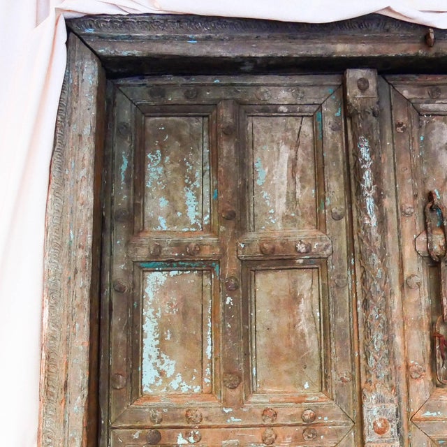 Antique Early 19th Century Traditional Afghan Teak Doors, Set of 2 For Sale - Image 10 of 14