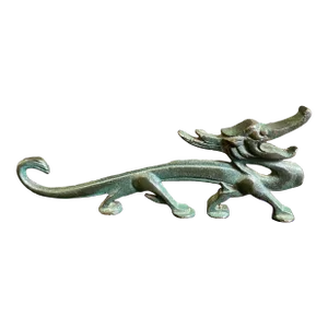 Antique Chinese Iron Brush Rest in the Form of a Crouching Dragon