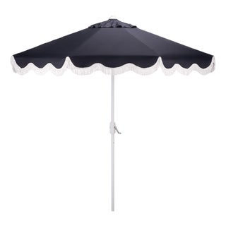 Torsa 9 Ft Crank Umbrella, Navy/White Pole For Sale