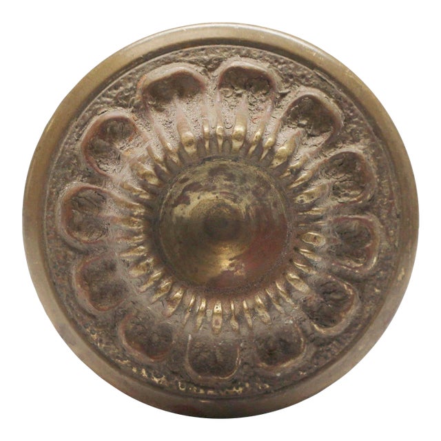 Antique Floral Concentric Radial Bronze Entry Door Knob For Sale