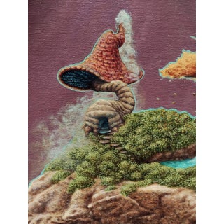 Version 3 by 3rd Version (Ben Patterson) | Oil on Cradled Wood Panel Surreal landscape with a creature and mushroom. For Sale