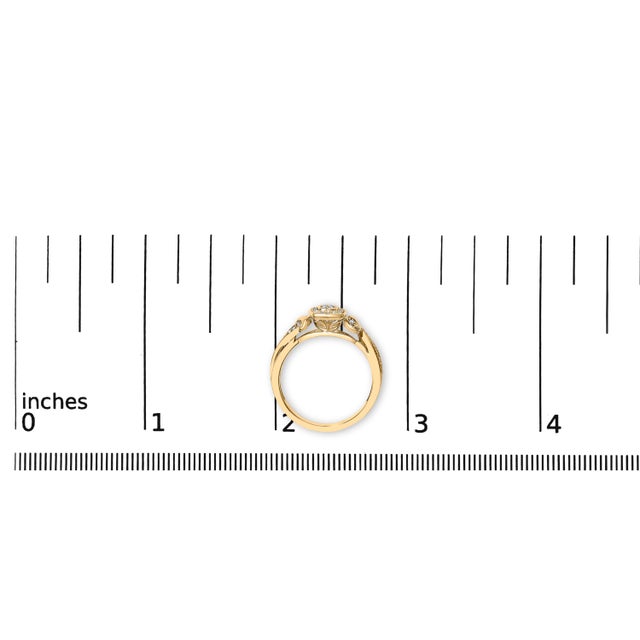Metal 14K Yellow Gold Plated .925 Sterling Silver 1/10 Cttw Round-Cut Diamond Composite Halo Engagement Ring (I-J Color, I3 Clarity)- Size 7 For Sale - Image 7 of 7