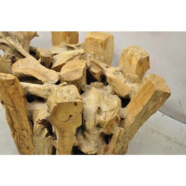 Late 20th Century Vintage Mid Century Modern Teak Wood Root Driftwood Coffee Table Pedestal Base For Sale - Image 5 of 11