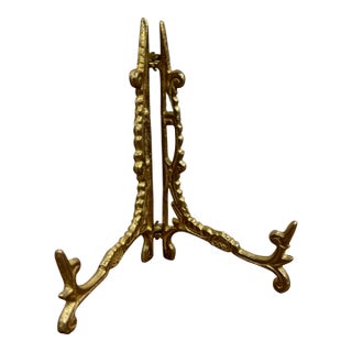 Vintage Solid Brass Easel Plate or Picture Holder For Sale