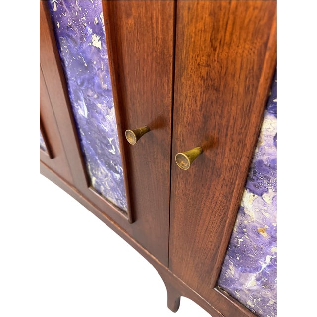 Mid-Century Modern 2-Piece Kagan Style Dark Walnut Sideboard W/Bar Cabinet For Sale - Image 13 of 13