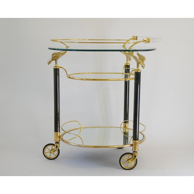 Modern Italian Bar Cart with Three Tiers and Brass Birds, 1970s For Sale - Image 3 of 9