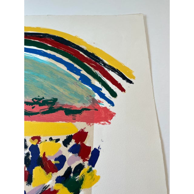 Original Hand Signed Limited Edition Menashe Kadishman Serigraph of Rainbow Over a Field For Sale - Image 4 of 8