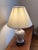 Vintage 32” Chinoiserie Floral Porcelain Table Lamp With Raised Flower Knockers and Shade For Sale In Miami - Image 6 of 12