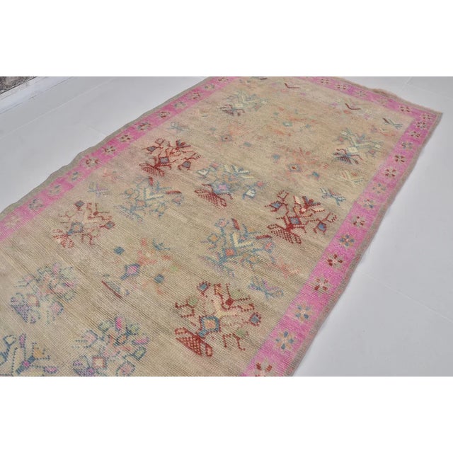 Apricot 1950s Wool Oushak Anatolian Carpet For Sale - Image 8 of 10