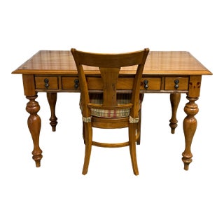 Superior Furniture Company Rustic Pine Farmhouse Desk With Chair For Sale