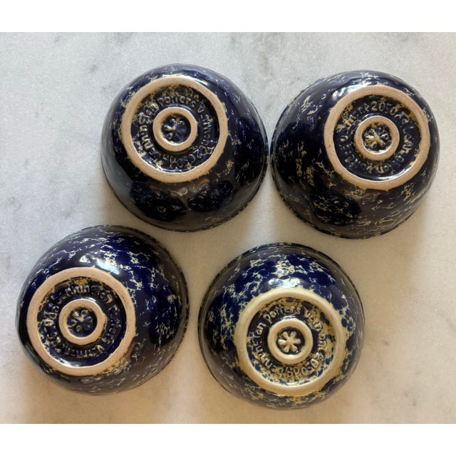 Blue Mid 20th Century Bennington Potters Blue Agate Bowls - Set of 4 For Sale - Image 8 of 10