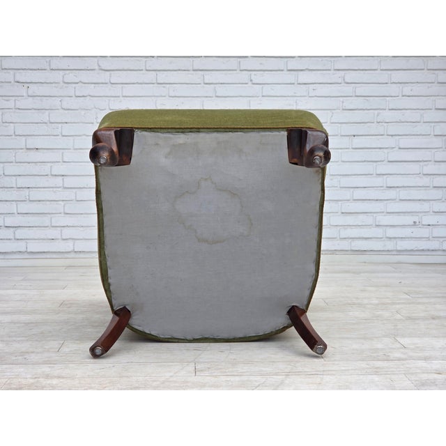 Scandinavian Armchair in Green Furniture Velour and Oak Wood Legs, 1960s For Sale - Image 11 of 18