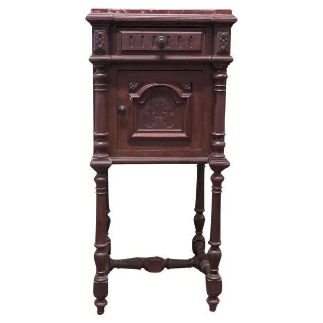 Gold French Carved Nightstand with Marble Top For Sale - Image 8 of 8