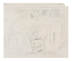 Drawing Artist - Original Pencil Drawing by L.E. Adan - Early 1900 Early 1900