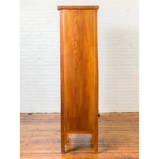 Asian Chinese Qing Dynasty Elmwood Cabinet with Bronze Medallion and Inner Drawers For Sale - Image 3 of 13