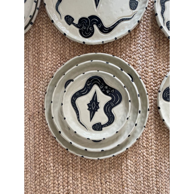 Contemporary Burnt Thistle Ceramics Snake Salad Plates- Set of 6 For Sale - Image 11 of 12