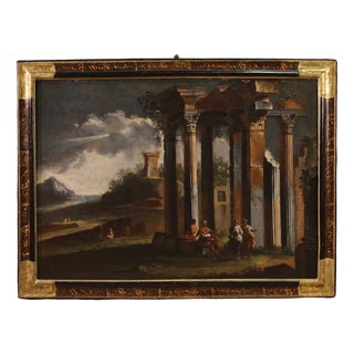 Venetian School Artist, Architectural Capriccio, 1750, Oil on Canvas For Sale