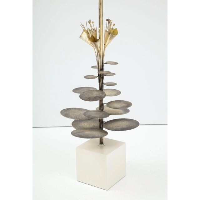 Metal 1970's French Lily Pad Lamp For Sale - Image 7 of 11