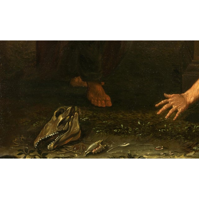 The witch of endor conjures up the specter of samuel in front of king saul is an old master artwork realized by a follower...