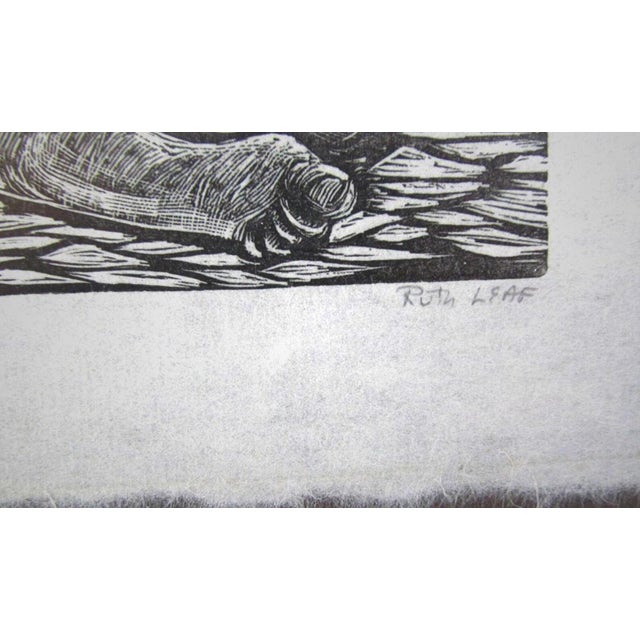 1950s Ruth Leaf "Flute Player" Signed Woodcut Print 2nd State 145/150 Mid Century Art For Sale - Image 5 of 6