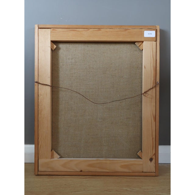 1968 Mid-Century Modern 'The Fireplace' Vintage Swedish Expressive Interior Oil Painting, Framed For Sale - Image 12 of 13