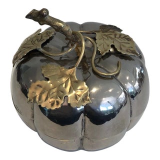 Silver Plated and Brass Pumpkin Ice Bucket, French, Marked Gallia, Circa 1970 For Sale