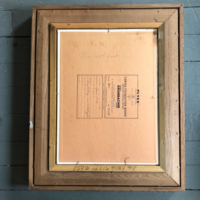 Vintage Original Modernist 1970’s Still Life “Wine With Fruit “ Painting W/Modernist Frame For Sale - Image 4 of 5