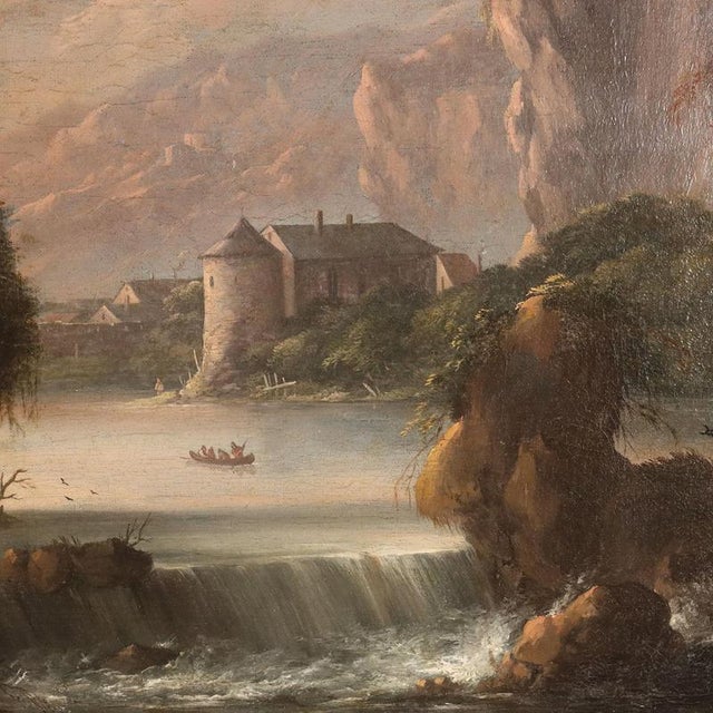 Textile Landscape Composition, 18th Century, Oil Painting on Canvas, Framed For Sale - Image 7 of 12