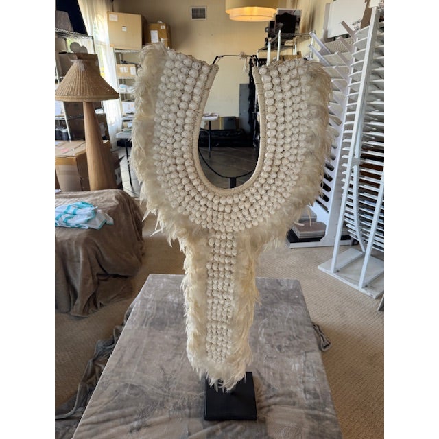 Tribal Feather Necklace on Stand For Sale - Image 3 of 7
