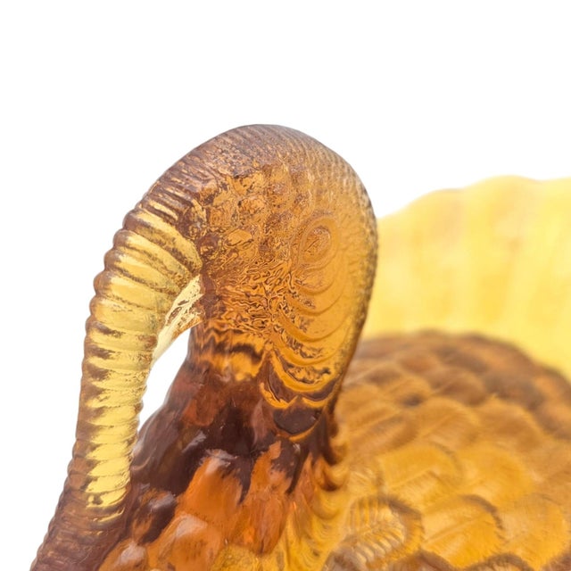 Orange VTG Le Smith Glass Turkey Candy Dish Golden Orange Covered Jar MCM 7.75" For Sale - Image 8 of 13