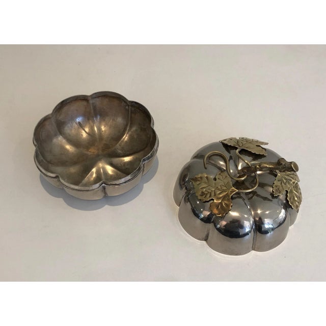 Metal Silver Plated and Brass Pumpkin Ice Bucket, French, Marked Gallia, Circa 1970 For Sale - Image 7 of 13