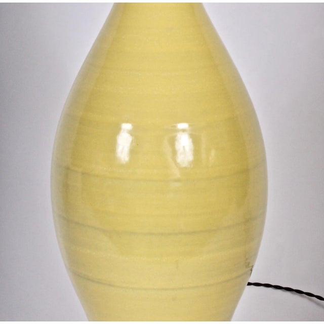 Mid 20th Century Mid 20th Century Design-Technics Style Yellow Banded Art Pottery Table Lamp For Sale - Image 5 of 9