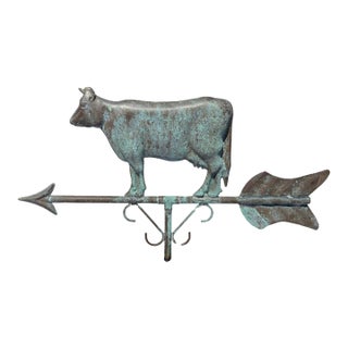 19th Century Copper Cow Weathervane With Arrow, American Folk Art, Ca. 1880–1910 For Sale