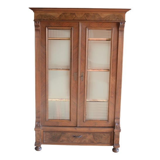 Antique Walnut Art Deco Bookcase. For Sale