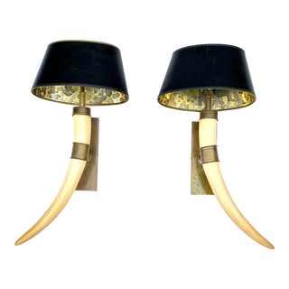 1970’s Chapman Faux Elephant Tusk Sconces - a Pair For Sale