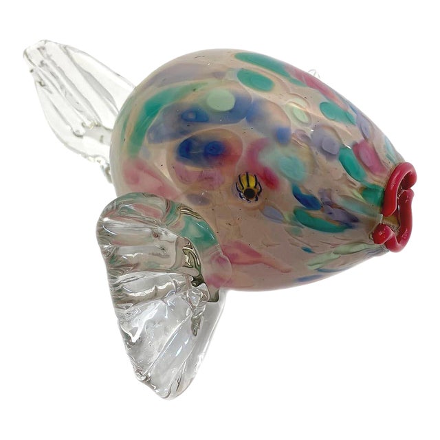 1950s Murano Glass Puffer Fish Pastel Colors For Sale