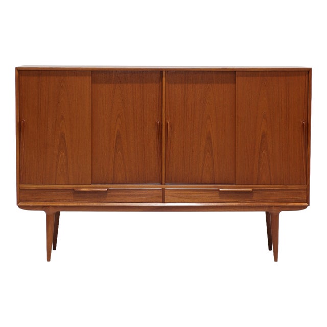 Model 13 Highboard in Teak by Gunni Omann for Omann Jun, Denmark, 1960s For Sale