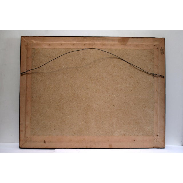 19th Century Painting of Men in Armory in Gilt Burl Frame, from Laos or Thailand For Sale In Los Angeles - Image 6 of 9