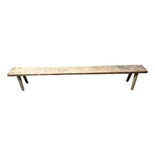 Andrianna Shamaris Wabi Sabi Long Teak Wood Bench For Sale