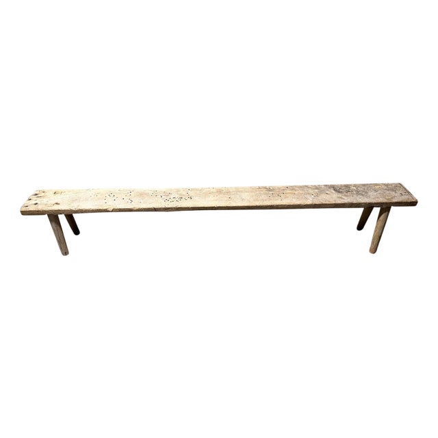 Andrianna Shamaris Wabi Sabi Long Teak Wood Bench For Sale