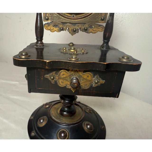 Bronze Antique 1800s English Handmade Wood Gilt Bronze Pocket Watch Holder Stand Vanity For Sale - Image 8 of 14
