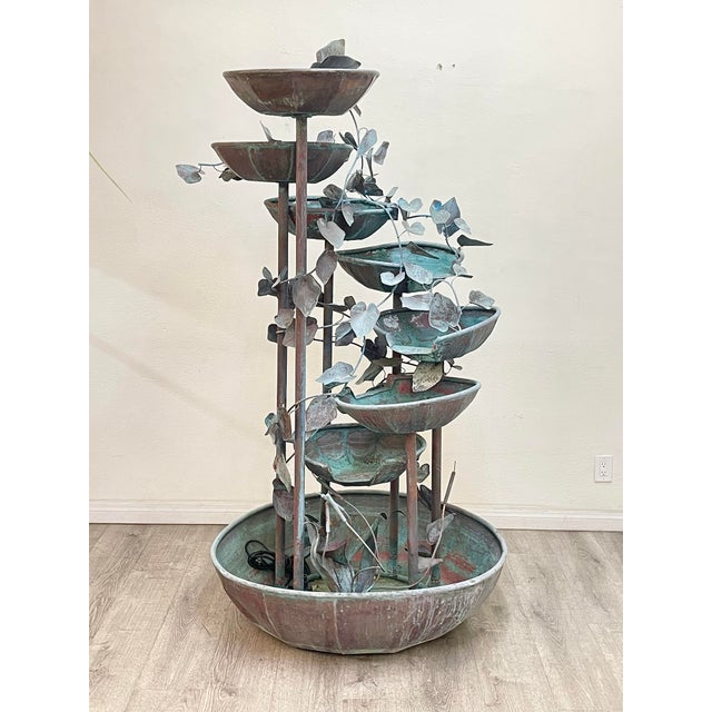 Metal Vintage Multilevel Copper Fountain For Sale - Image 7 of 11