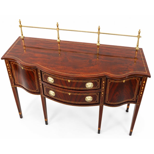 Stickley Federal Mahogany Sideboard W. Brass Gallery For Sale In Tampa - Image 6 of 18