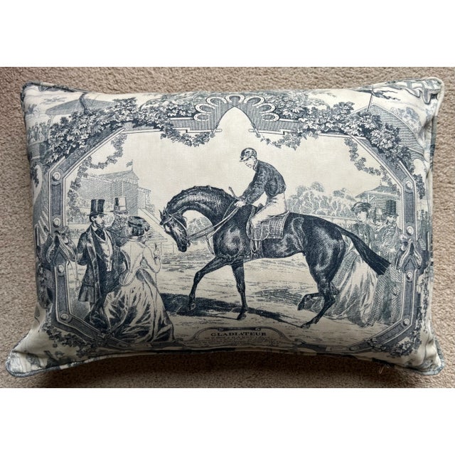 French Custom Kravet "Gladiateur" Equestrian Toile Pillows-a Pair For Sale - Image 3 of 9