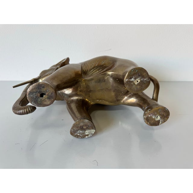 Vintage Solid Brass Elephant Sculpture/ Sold For Sale - Image 9 of 9