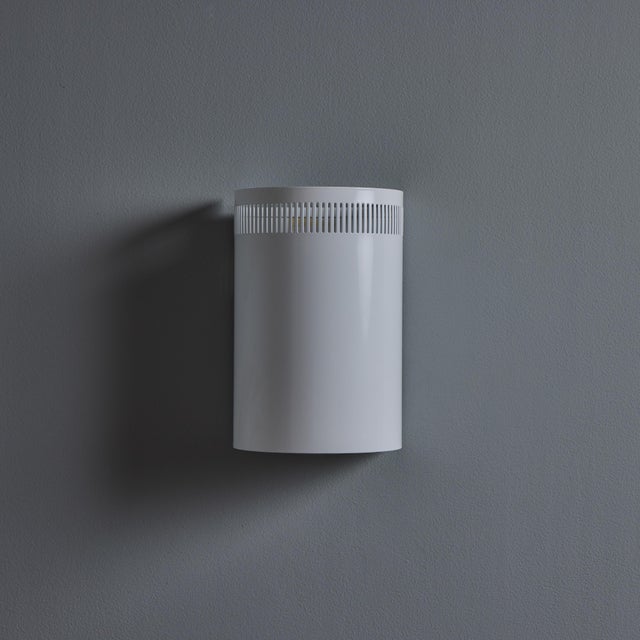 1960s Model #5390 White Perforated Metal Wall Lights for Orno Finland For Sale In Los Angeles - Image 6 of 18